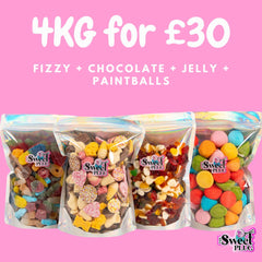 4kg Sweet Bundle - 1kg Fizzy + 1kg Chocolate + 1kg Jelly + 1kg Paintballs