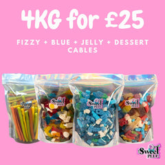 4kg Sweet Bundle - 1kg Fizzy + 1kg Blue + 1kg Jelly + 1kg Dessert Cables