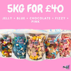 5KG FOR £40! JELLY + CHOCOLATE + FIZZY + PINK + BLUE Snack Candy