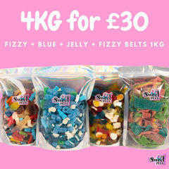 4KG FOR £30 JELLY + BLUE + FIZZY + FIZZY BELTS SWEET BAGS CANDY BONBON
