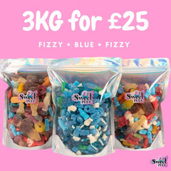 3kg for £25! 1kg Fizzy + 1kg Fizzy + 1kg Blue Candy Sweet Bags